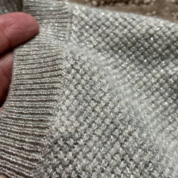 Tommy Bahama Wool Cashmere Sweater Women's Small Metallic Gray V Neck Pullover - Picture 3 of 8